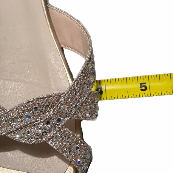 Benjamin Walk Sandals Womens 9.5M Gold Rhinestone Wedge Bridal Cocktail Holiday - Picture 10 of 15